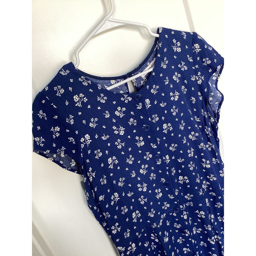 Reformation Maison Fauna‎ midi floral blue button-down dress women's size 12 - Picture 5 of 13